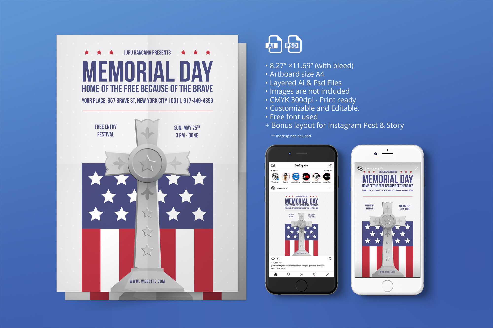 Memorial Day Poster/ Flyer 01, a Flyer Template by Juru Rancang Graphic