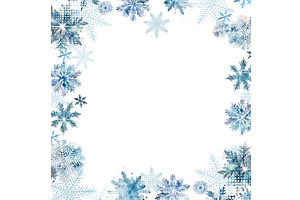 Winter frame with watercolor, an Illustration by Nenahliadava Design