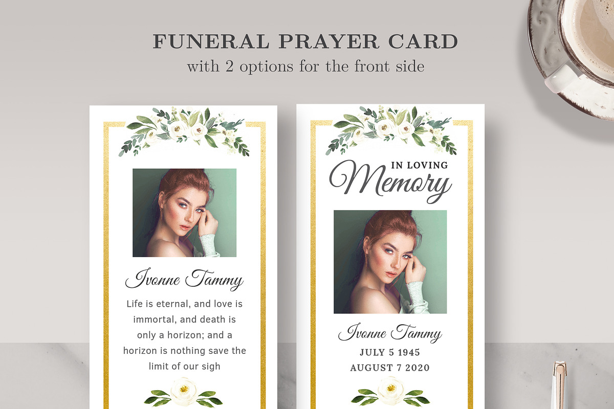 Funeral/ Memorial Prayer Card PC002, a Card Template by Draca Design Co (Photo 2 of 4)