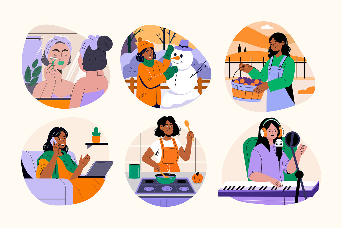 Animated Girl Life Illustration Set, a Person Illustration by Creative Stall (Photo 3 of 5)