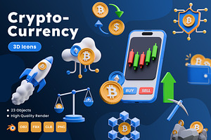 Cryptocurrency 3D Icons, an Object 3D Model by Azam Creative
