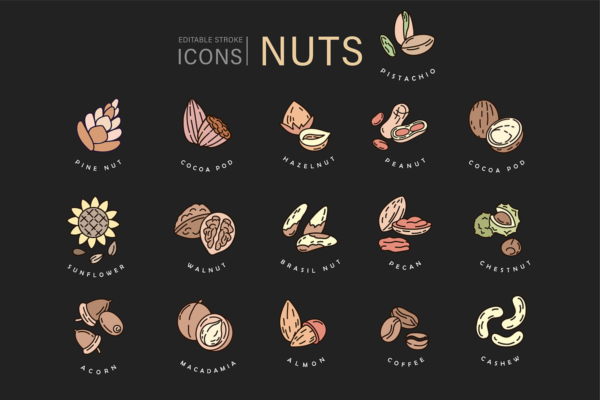Nuts & seeds icons & logos, an Icon by Merfin (Photo 9 of 9)