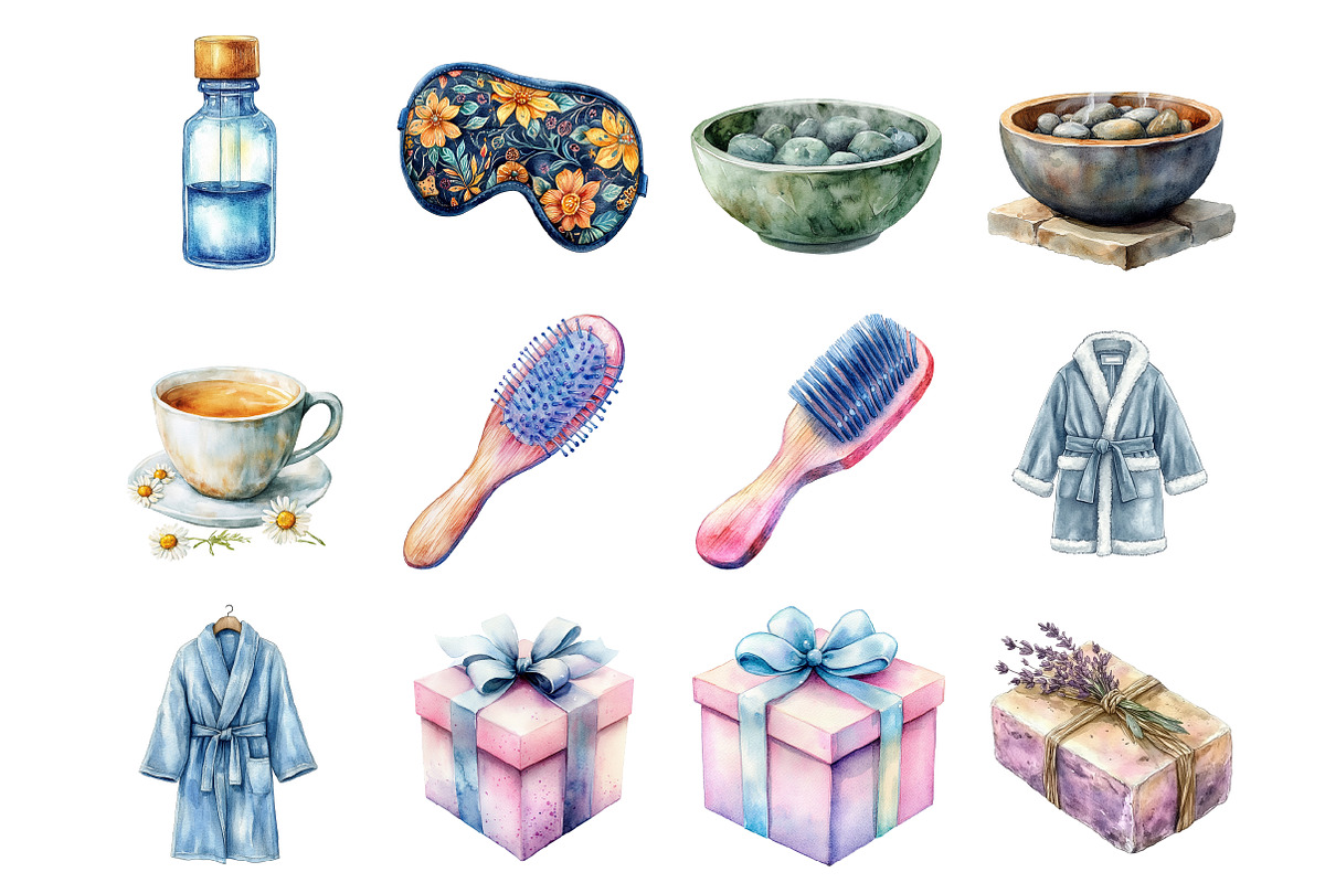 Cozy Winter Spa Watercolor, an Illustration by Design Market (Photo 2 of 4)