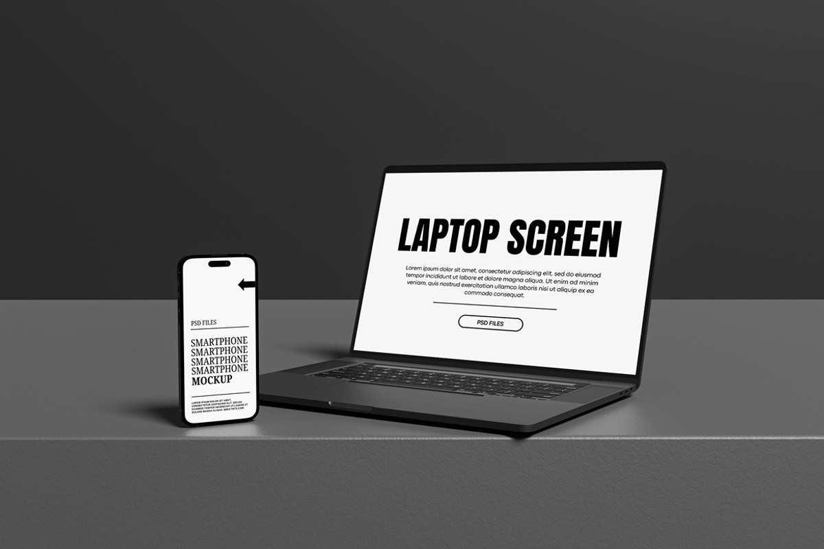 Laptop And Iphone Mockup, a Wearable Device Mockup by AndikaGraphic (Photo 3 of 6)