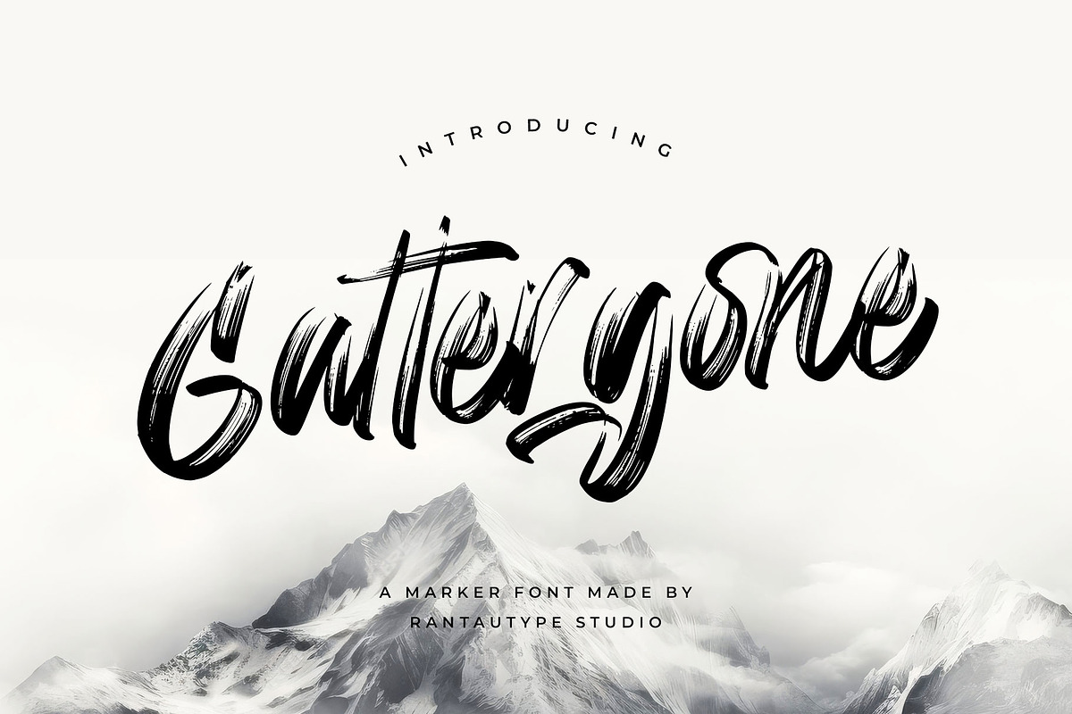 Gattergone Rough Brush Font, a Handwritten Font by RantautypeStudio (Photo 1 of 15)