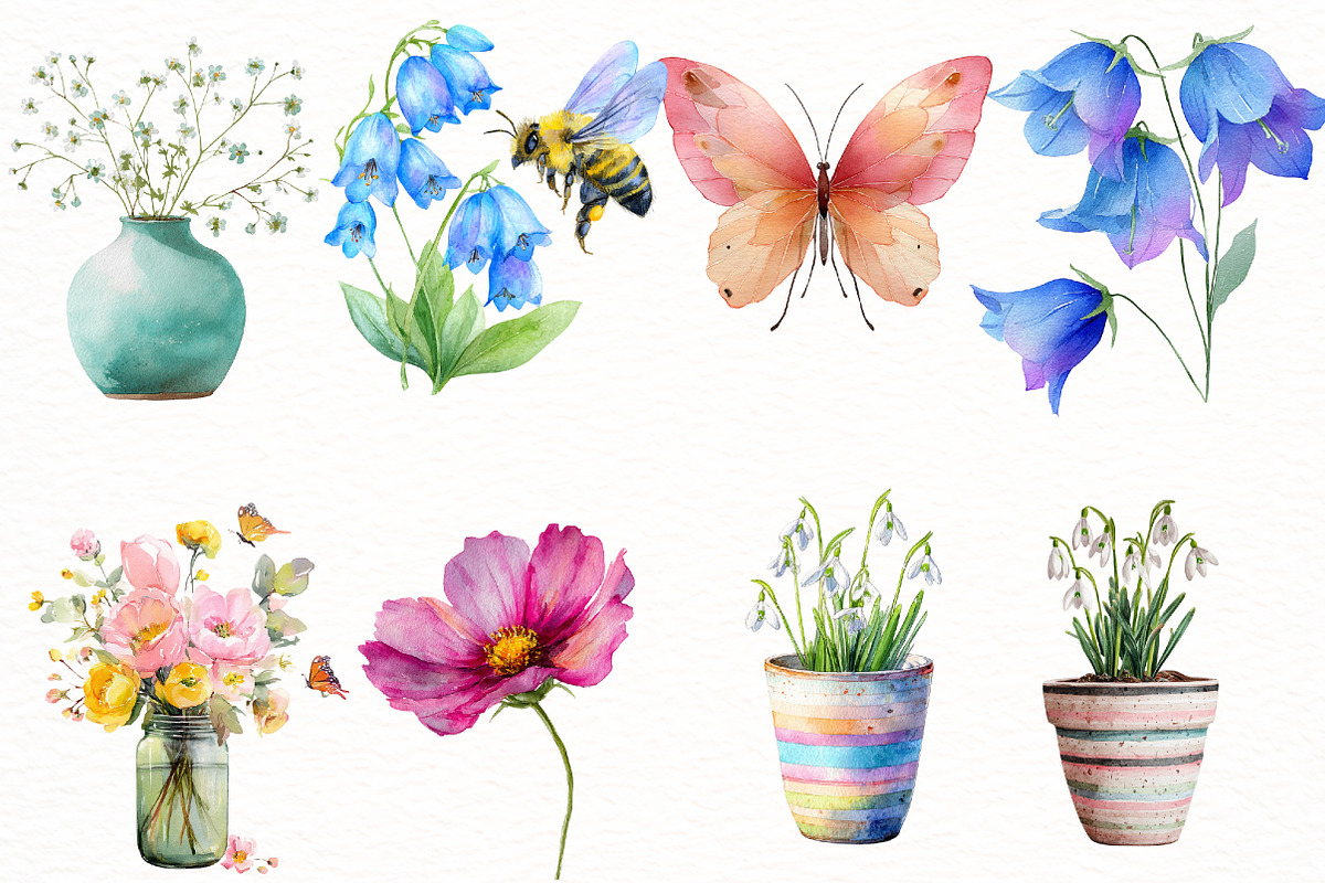 Watercolor Spring Flower clipart, an Illustration by Designworld (Photo 3 of 5)