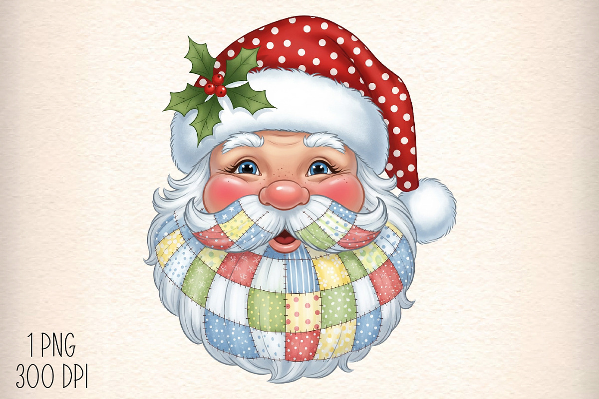 Patchwork Santa Claus Christmas PNG, an Illustration by Daily.Designs (Photo 1 of 5)