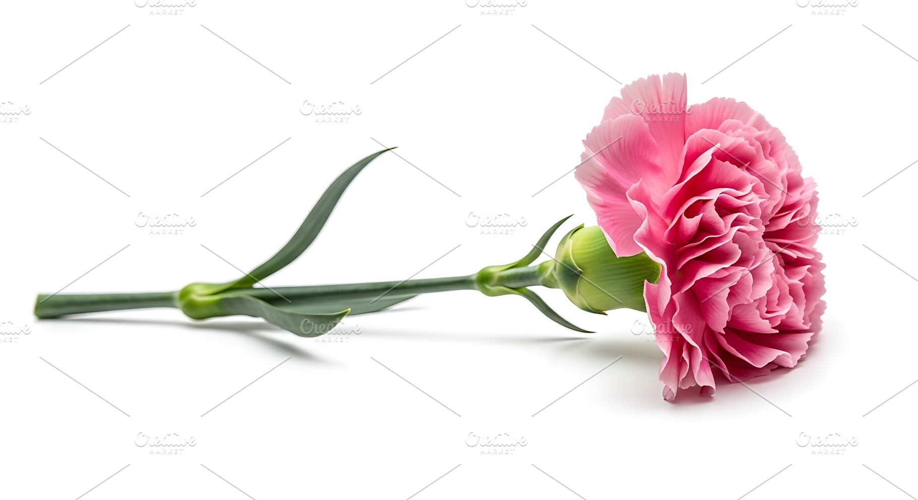 Pink carnation flower with green ste, a Nature Photo by Artonix