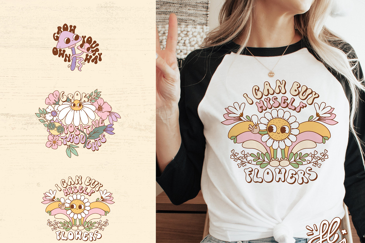 Flower power - retro groovy bundle, an Object Illustration by Huxmay (Photo 8 of 13)