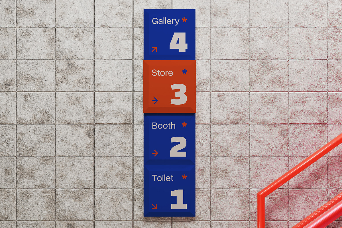 Wall Mounted Directional Sign Mockup, an Advertising Mockup by herutage (Photo 3 of 5)