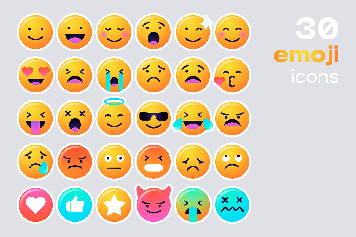 Emoticons emoji reactions, an Illustration by karnofff (Photo 4 of 4)