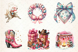 Coquette Western Christmas Clipart