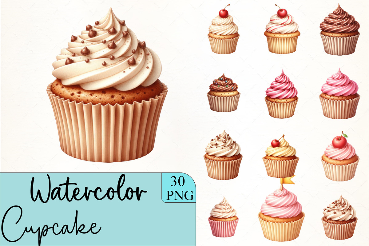 Cupcake Clipart, an Illustration by CrexoraLab (Photo 1 of 5)