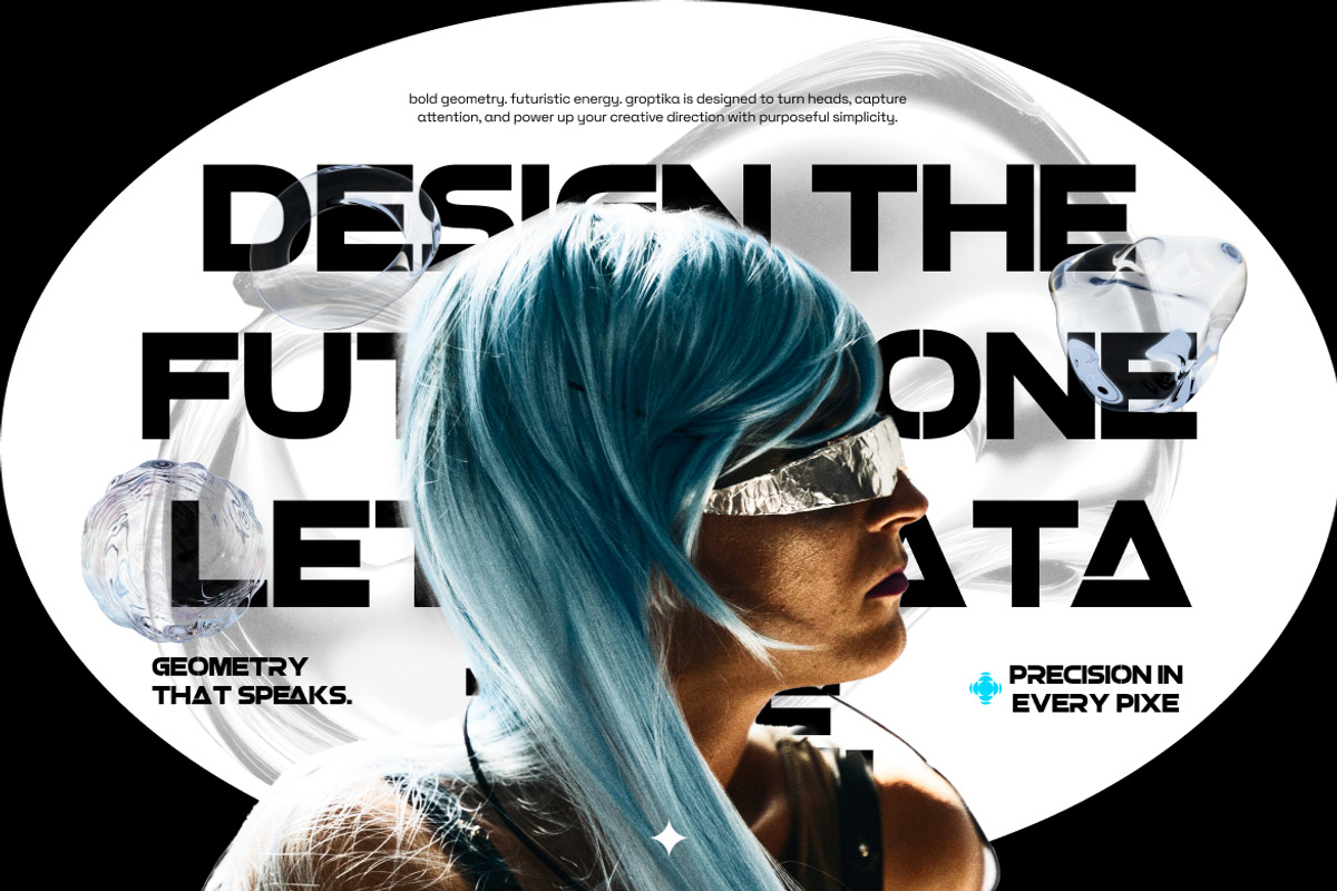 Groptika Geometric Futuristic Font, a Sans Serif Font by Rasio Studio (Photo 3 of 7)