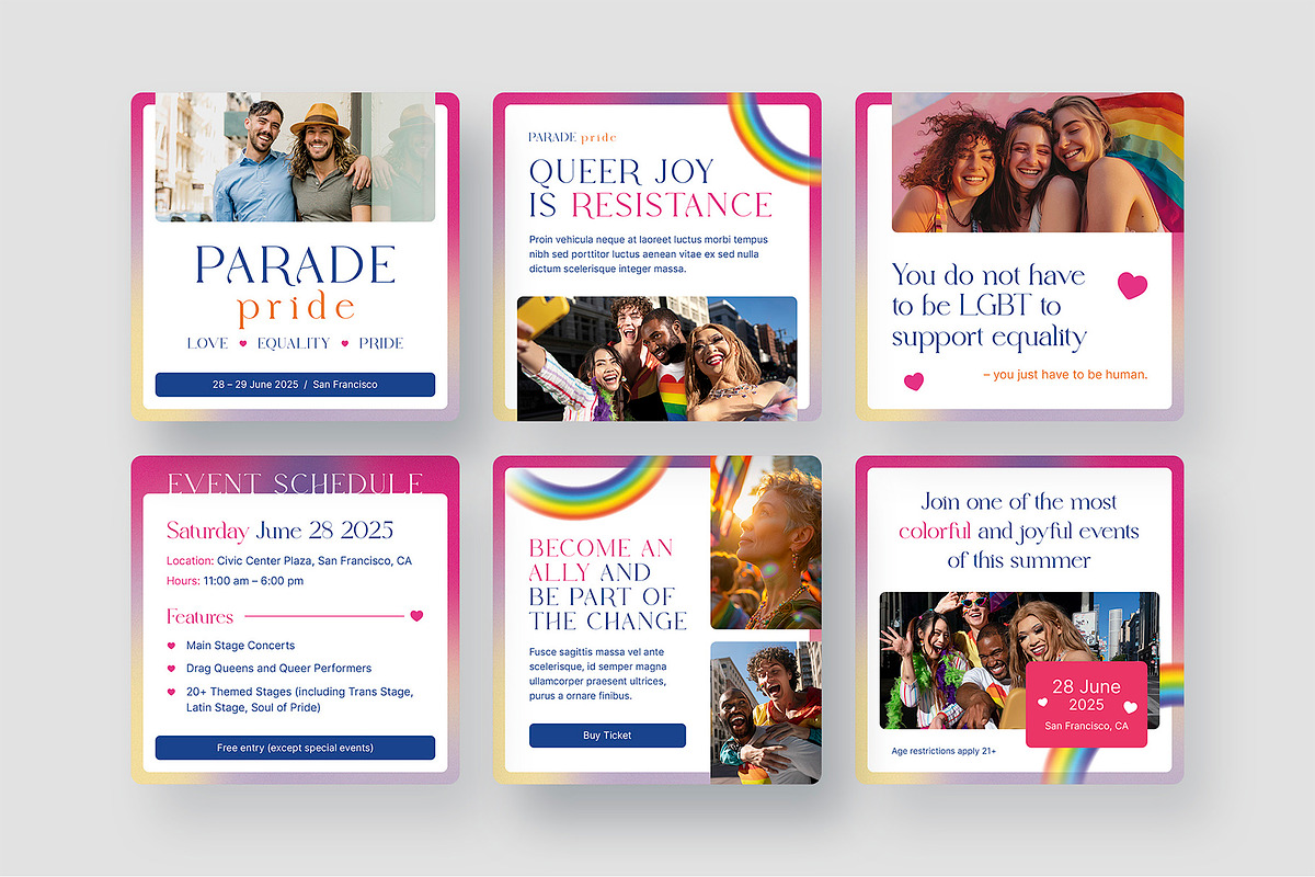 LGBT Parade Pride Instagram Template, a Social Media Template by artbart (Photo 3 of 3)