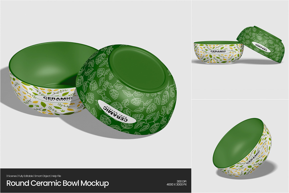 Round Ceramic Bowl Mockup, a Packaging Mockup by Permadi Creative (Photo 1 of 5)