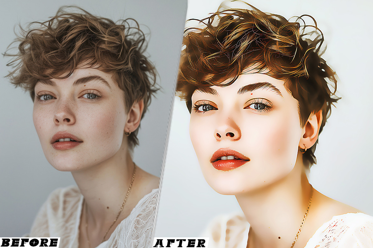 Cleatn Cartoon Retouch Photoshop, an Action Add-On by one-touch (Photo 2 of 9)