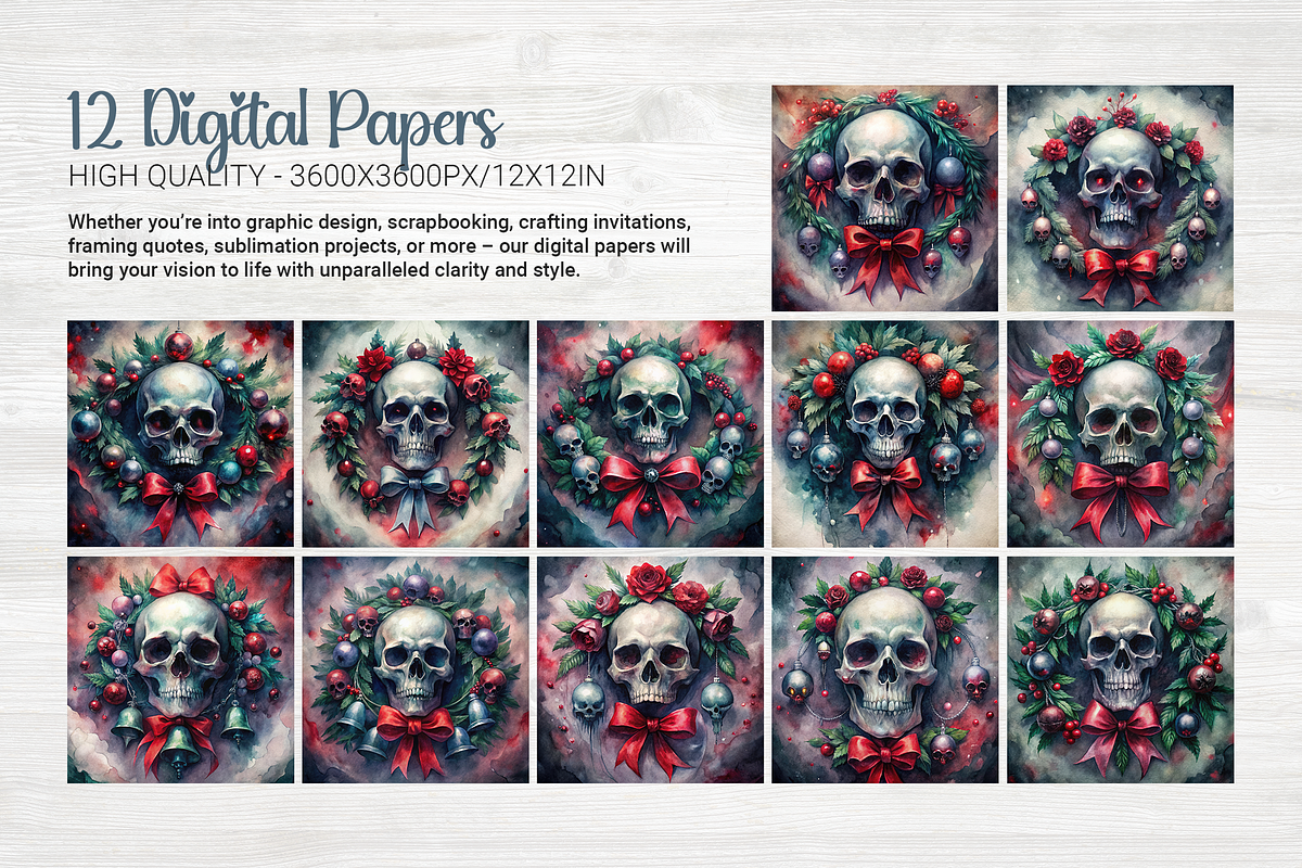 Gothic Christmas Wreaths, a Background Graphic by Curve Design (Photo 3 of 7)