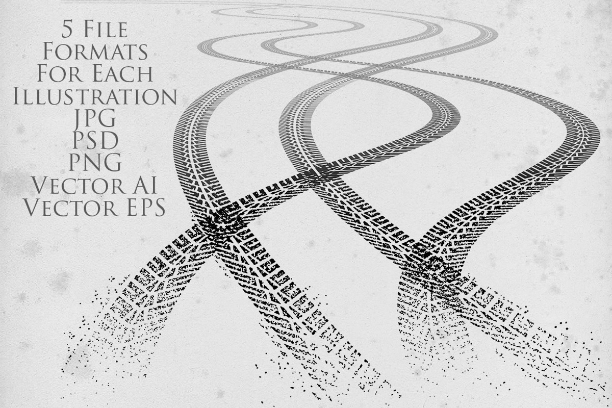 Grunge Tyre Tracks Illustrations, a Texture Illustration by Pingebat (Photo 3 of 4)