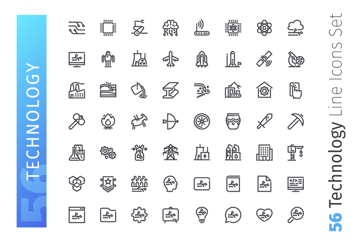 Technology Line Icons Set, an Outline Icon by Voysla's Shop (Photo 2 of 4)