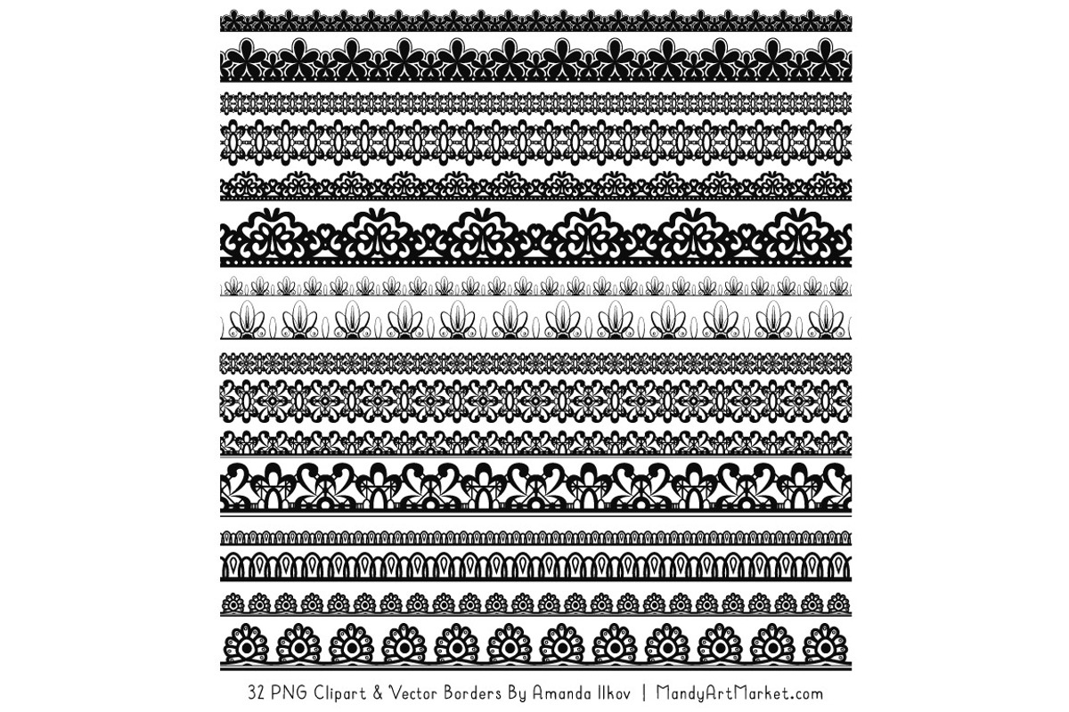 Black Lace Clipart Borders, an Illustration by Amanda Ilkov (Photo 3 of 5)