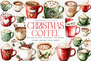 Christmas Sweets Coffee Clipart, an Illustration by SinaCreation
