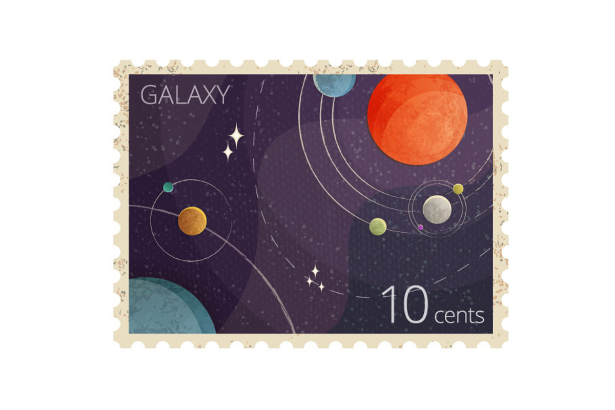 Vintage Space Postage Stamps, a Decorative Illustration by Zonda (Photo 6 of 7)