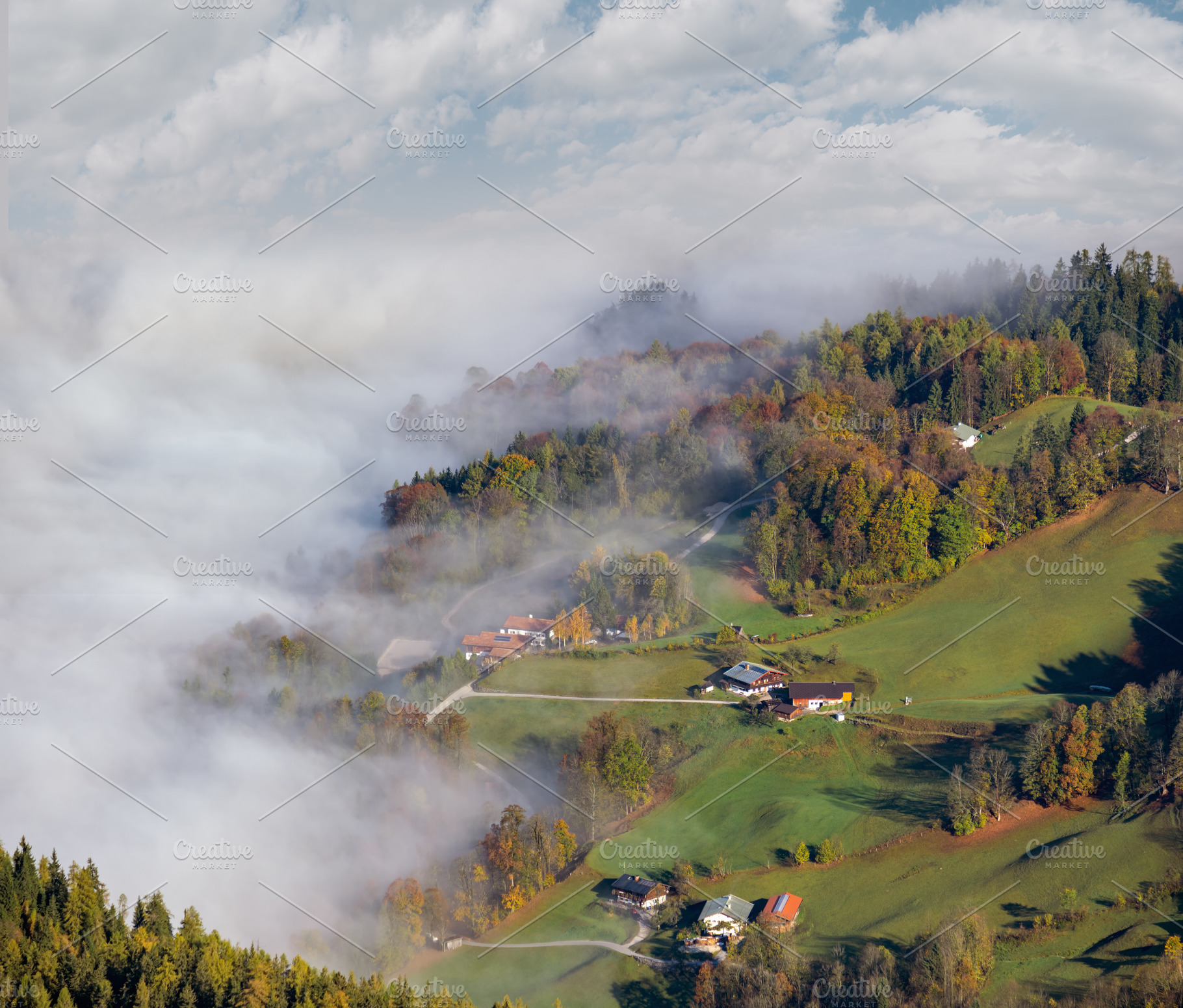 Autumn Alps mountain misty morning view from Jenner Viewing Plat, a Nature Photo by YuriyB