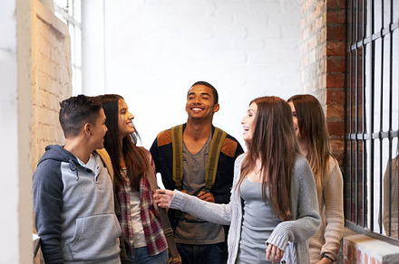 Making friends on campus, a Photo by Peopleimages.com