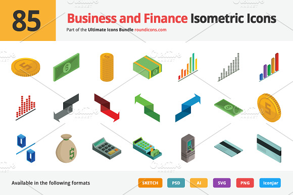 85 Business Isometric Icons