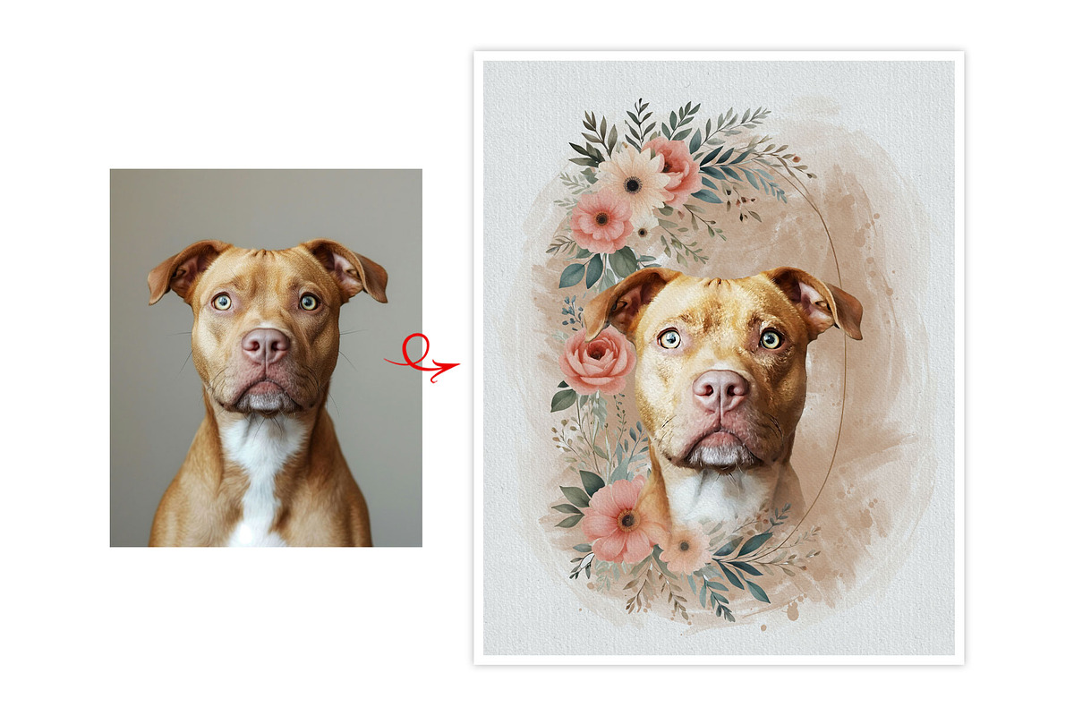 Flower Custom Watercolor Pet Art, an Action Add-On by MRI STUDIO (Photo 10 of 23)
