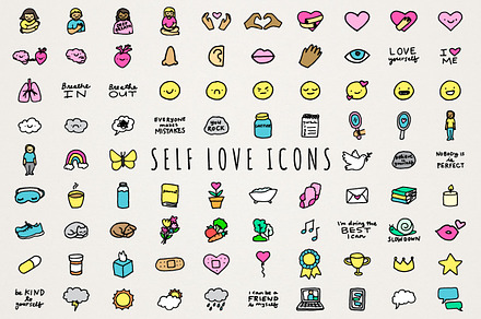 Self Love Icons Clipart Set, a Solid Icon by Lemonade Pixel
