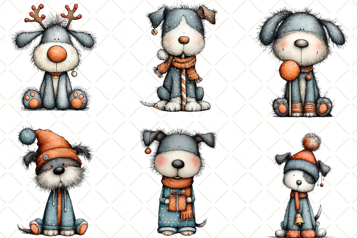 Whimsical Christmas Dogs Clipart, an Animal Illustration by Black Bird Studio (Photo 6 of 6)