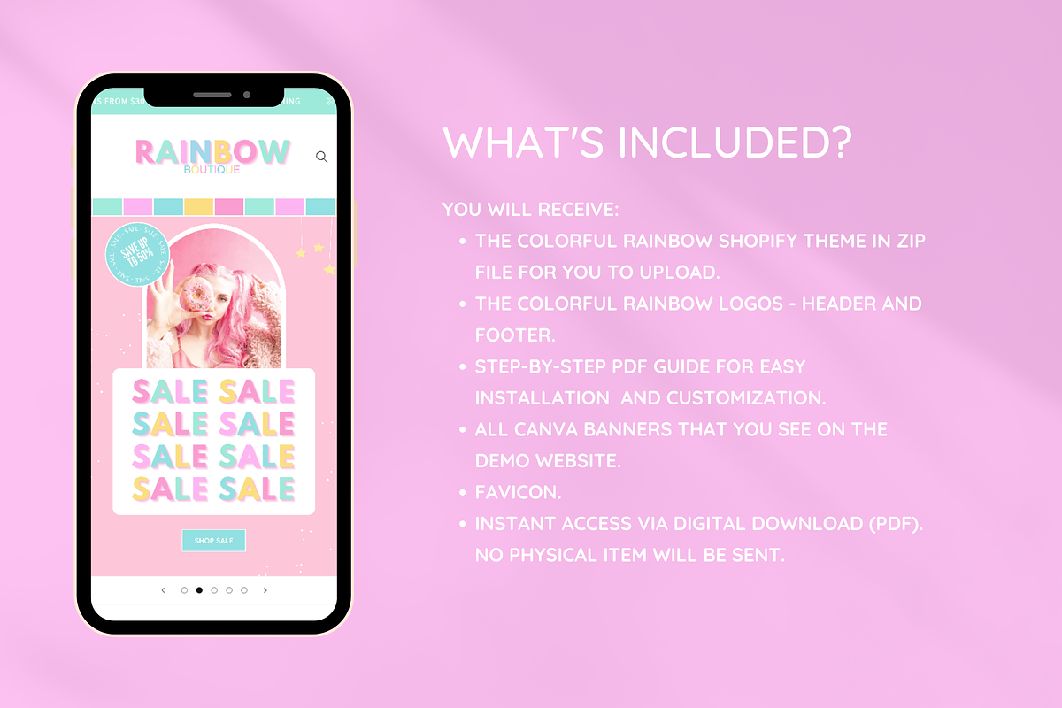 Rainbow Shopify Theme, a Shopify Template by SunshineStudioBoutique (Photo 2 of 10)