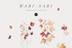 WABI-SABI Autumn Watercolor Leaves