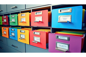 folders office supply ai generated, a Business Photo by pikepicture