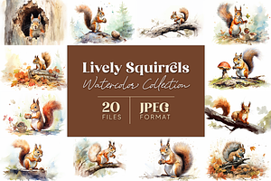 Squirrels Watercolor Collection