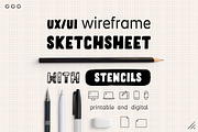 Wireframe Sketchsheet with Stencils, a Wireframe Template by Sargatal (Thumbnail 1 of 7)