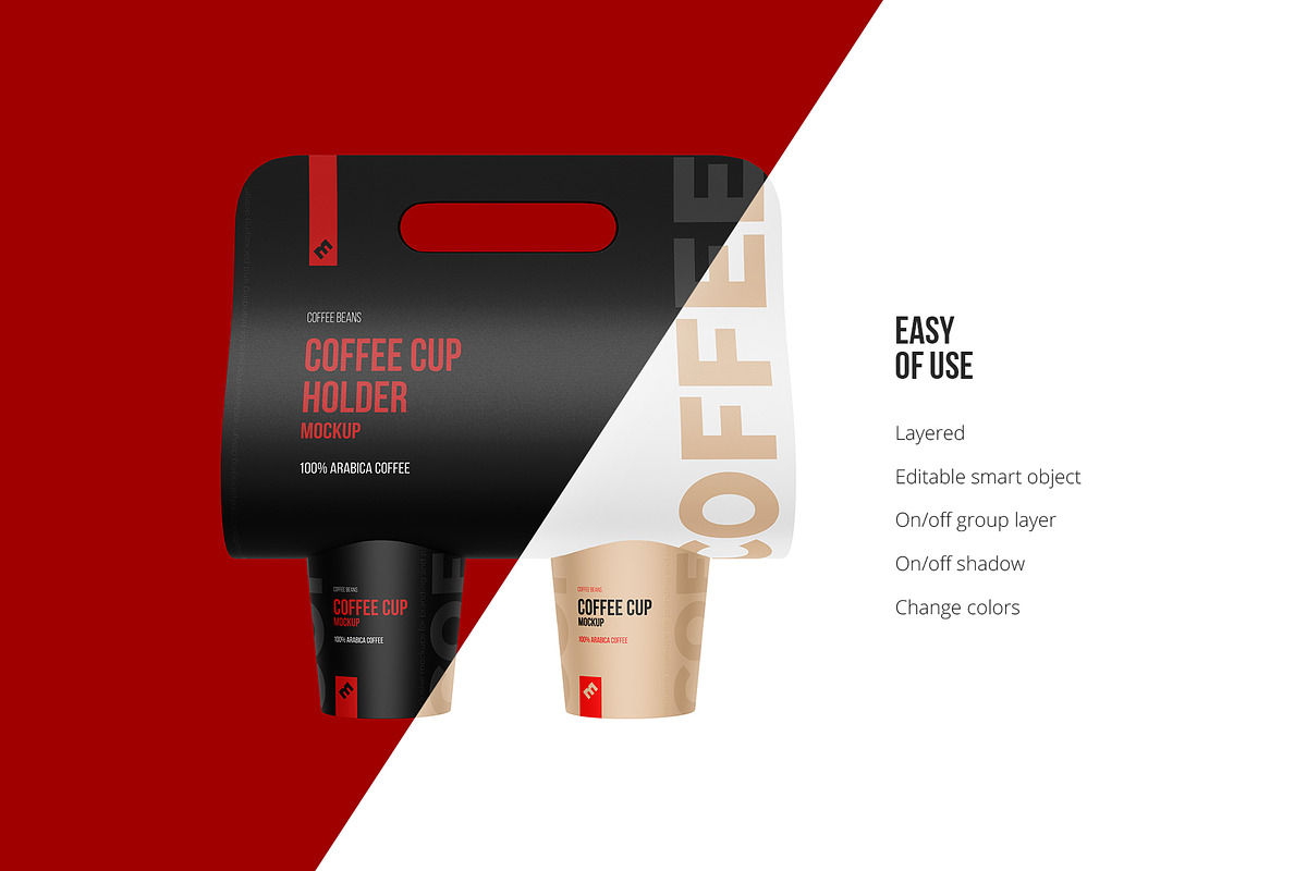 Coffee Cups Holder, Carrier mockup, a Cups & Container Mockup by easymock (Photo 4 of 13)