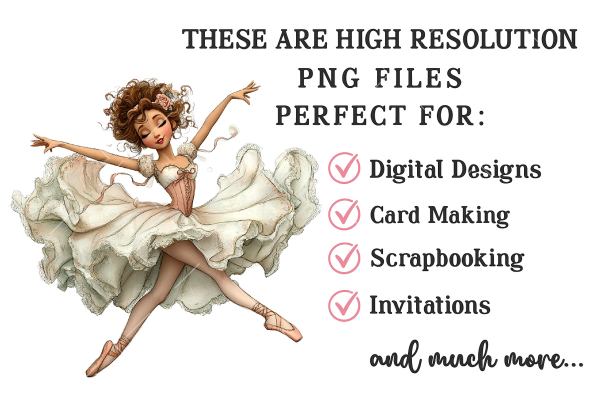Whimsical Ballerina Girls Clipart, an Illustration by OK Design (Photo 4 of 6)