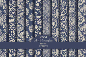 Set of 10 seampless pattern Baroque