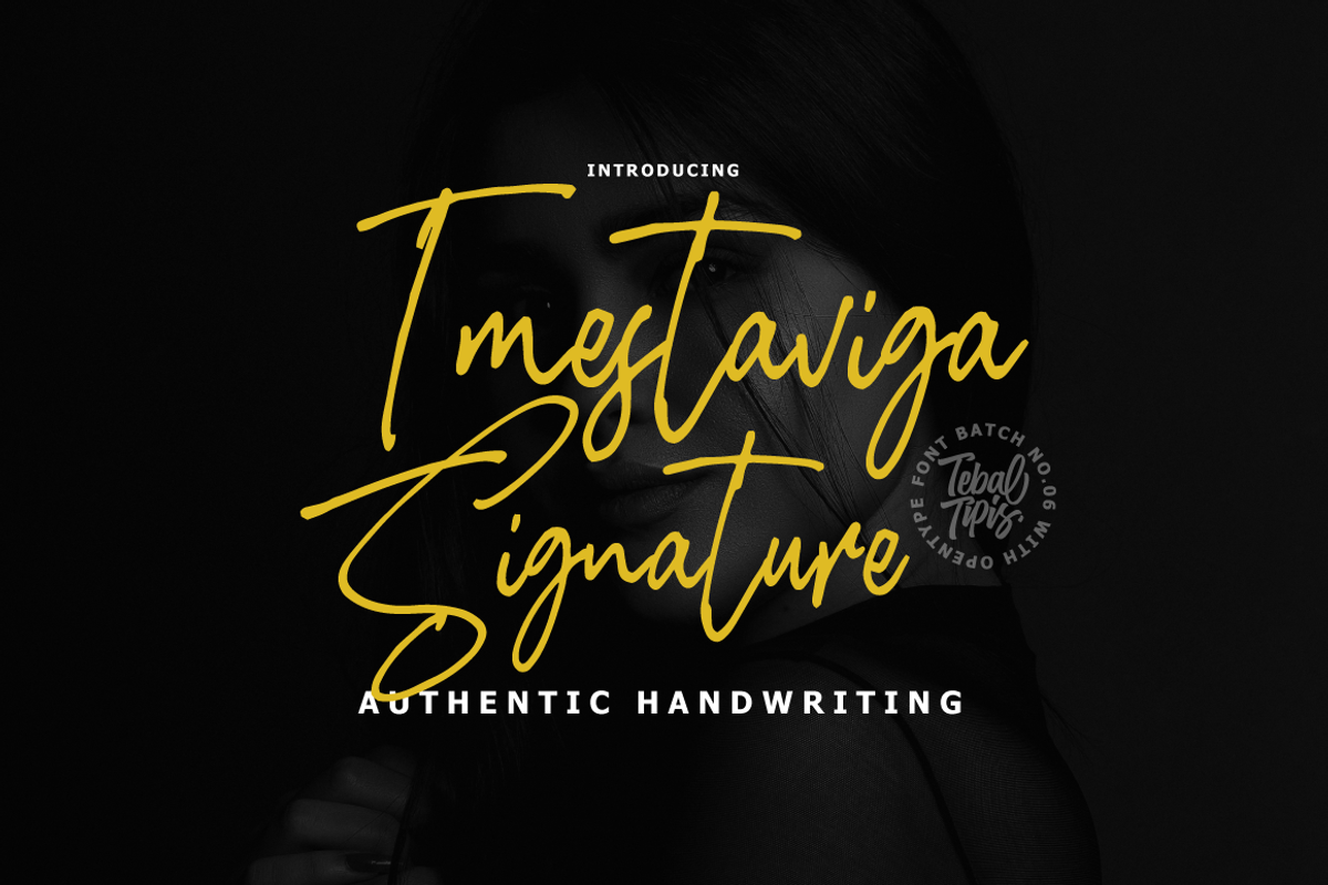 Imestaviga - Authentic Signature, a Script Font by tebaltipislab (Photo 1 of 11)