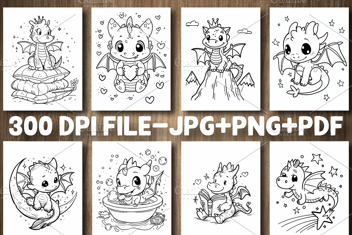 Cute Dinosaur Coloring Pages, an Animal Illustration by Design Station (Photo 2 of 4)