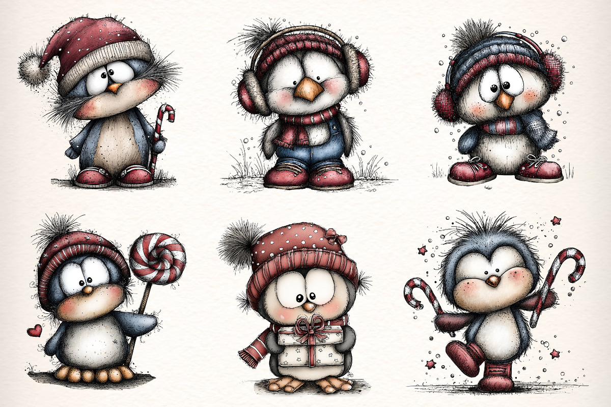 Whimsical Christmas Birds Clipart, an Illustration by Dream Creation (Photo 4 of 7)