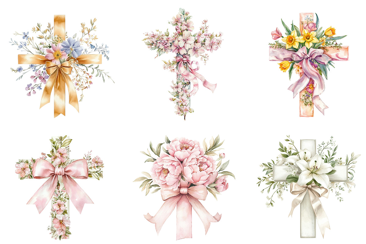 Spring Floral Cross Coquette, a Seasonal Illustration by DreamArtGraphic (Photo 2 of 4)