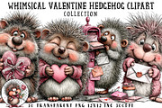 Whimsical Valentine Hedgehog Clipart, an Illustration by OK Design (Thumbnail 1 of 6)