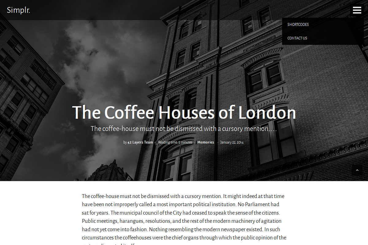 50%OFF Simplr - Medium-like WP Theme, a WordPress Template by 42 Layers (Photo 4 of 5)
