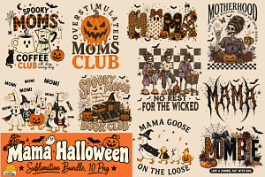 Retro Vintage Halloween Mama Bundle, an Object Graphic by Daisy Design