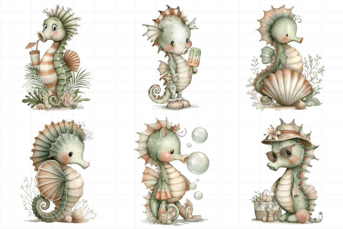 Summer Funny Seahorse Clipart, an Illustration by Daily.Designs (Photo 6 of 8)