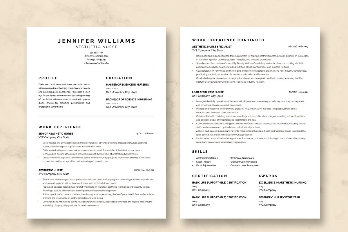 Aesthetic Nurse Resume Template, a Resume Template by ResumeInventor (Photo 3 of 9)